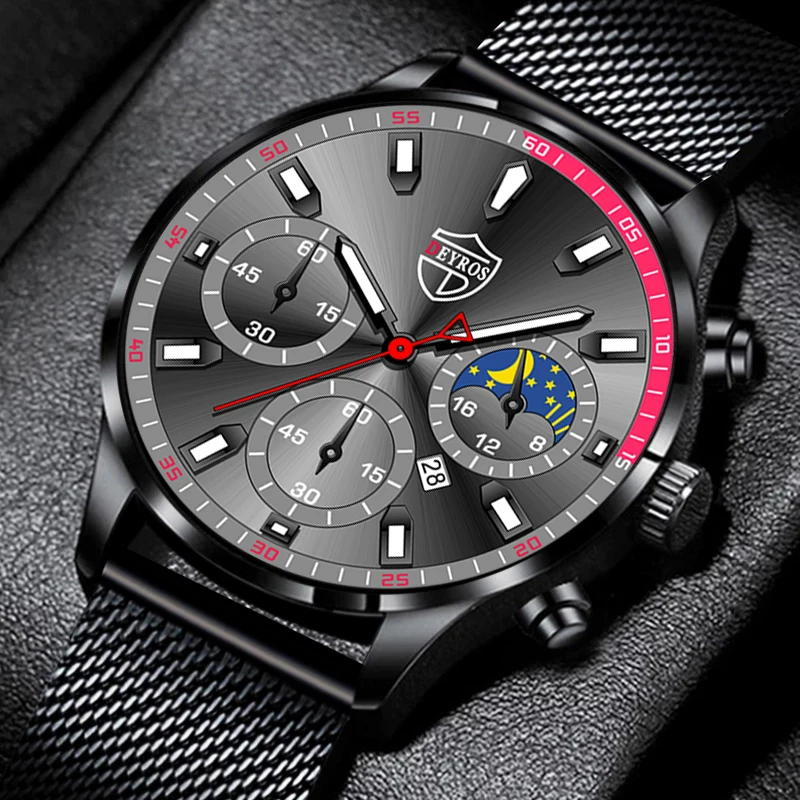 

2022 Fashion Mens Watches for Men Business Stainless Steel Mesh Belt Quartz Wrist Watch Luminous Clock Man Watch reloj hombre