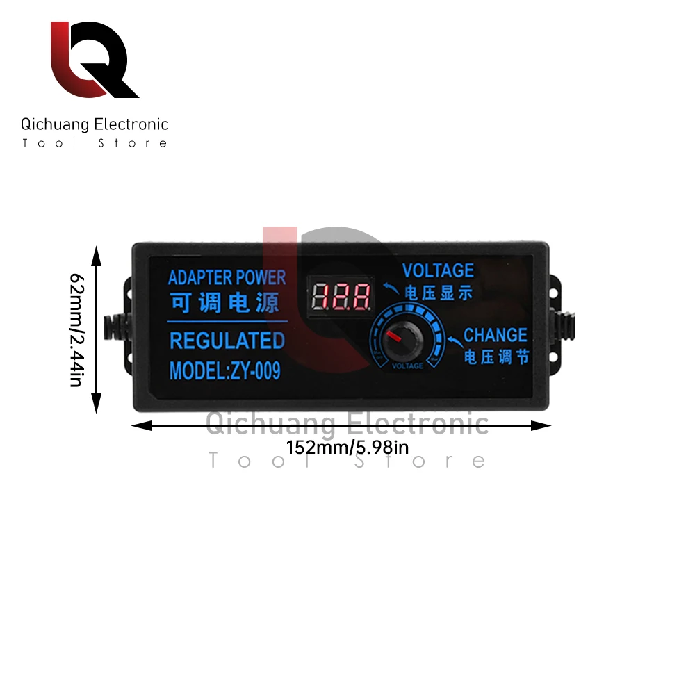 50/60HZ Adjustable AC100-240V to DC 3V-24V 5A Universal Adapter With Display Screen Voltage Regulated Power Supply Adatpor