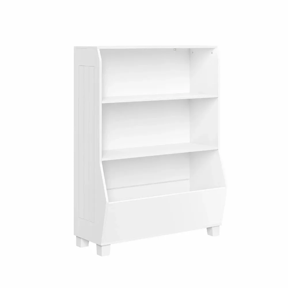 New 2025 Kids 34in Playroom Bookshelf with Veggie Bin Organizer and 2 Open Toy Storage Shelves 2