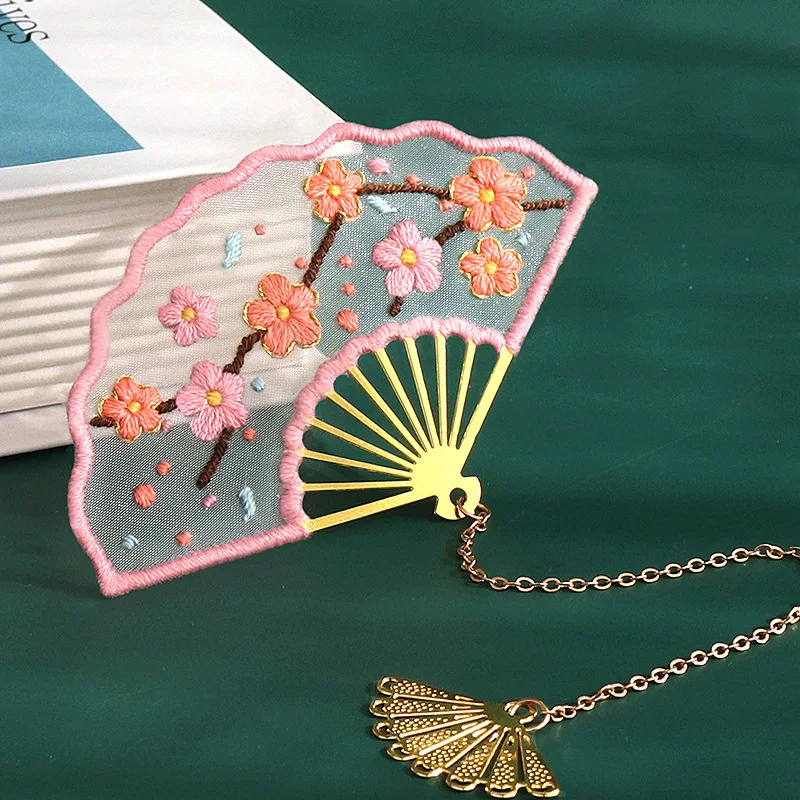 Bookmarks Cross Stitch Tassel Fan Diy Embroidery Needle Minder Kit Threads for Knitting Fabric Needlework Decor Pendant Jewelry embroidery kit