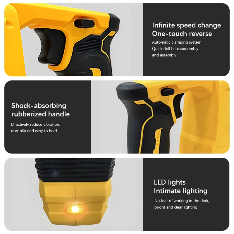 Electric Goddess  Brushless Electric Hammer Drill Multifunctional Rotary Cordless Rechargeable Power Tool For Dewalt 20V Battery 2