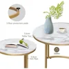 Coffee Table Nesting White Set of 2 Side Set Golden Frame Circular Round and Marble Pattern Wooden Tables 6