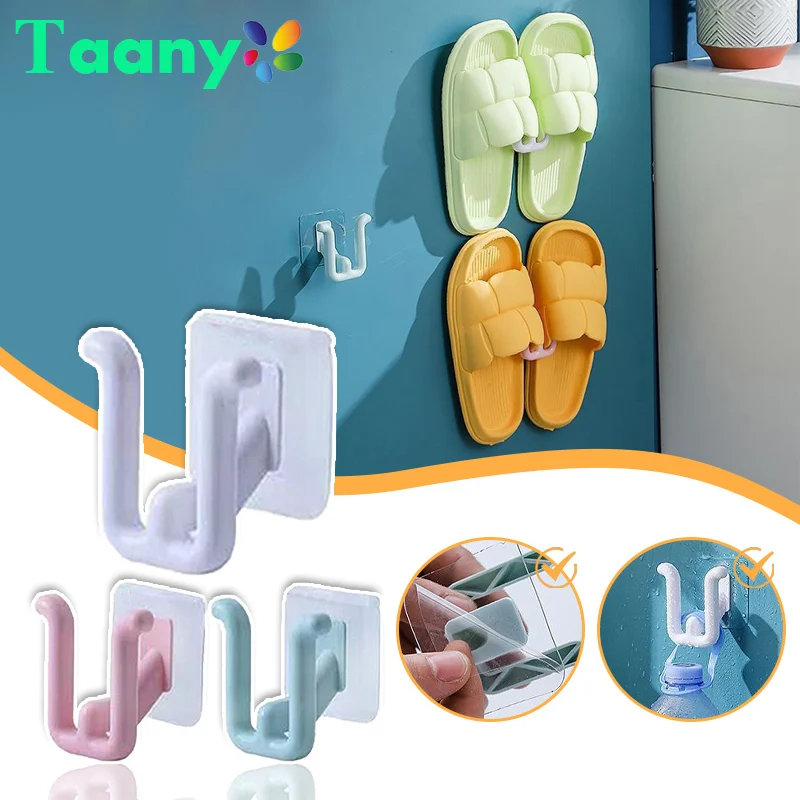 Slipper Rack Self-adhesive Bathroom Simple Slipper Hook Toilet Drainage Rack Wall Mounted Bedroom Storage Hook Shoe Drying Shoe Rack