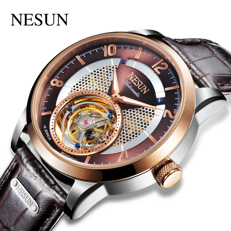 

NESUN Luxury Brand Men Tourbillon Automatic Business Wristwatches Sapphire Crystal Skeleton Dial 50M Waterproof Male Gift Clock