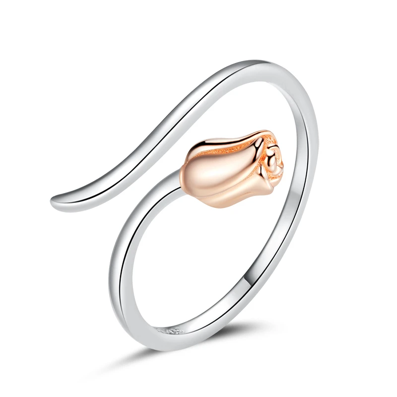 Elegant Adjustable Sterling Silver Zircon Open Ring