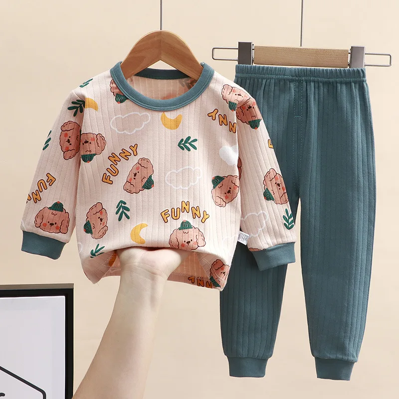Nový 2024 děti čistý bavlna pyžamo chlapci dívčí kreslený dlouhé rukáv tričko káča + kalhot děťátko jaro podzim oblečení na spaní oblečení stanovuje