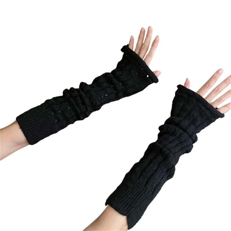 

Girls Gloves Wrist Warmer Gloves Y2K Accessories For Halloween Fingerless Gloves Wrist Warmer Sleeve Winter for Teens M6CD