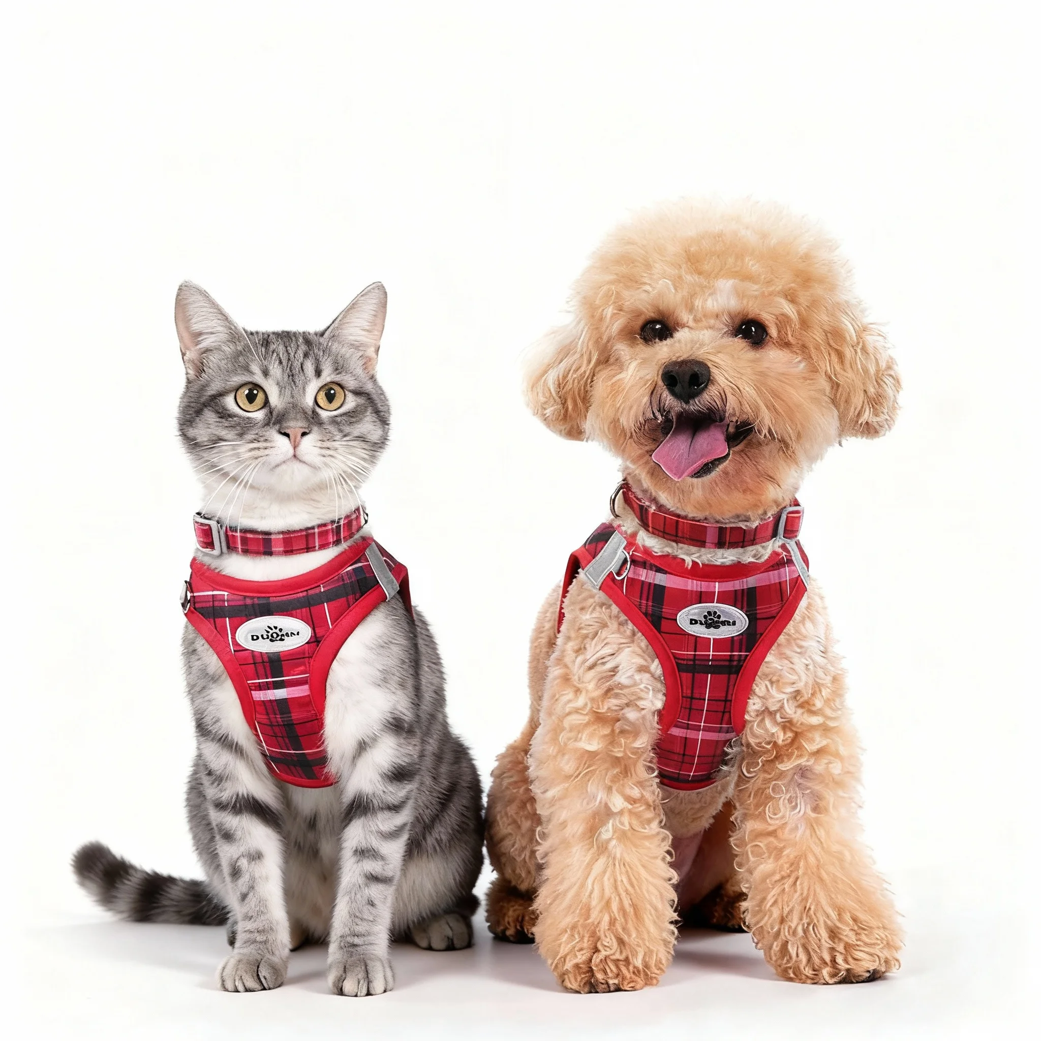 Adjustable Plaid Pet Leash And Collar Set For Cats And Dogs_voghion.com