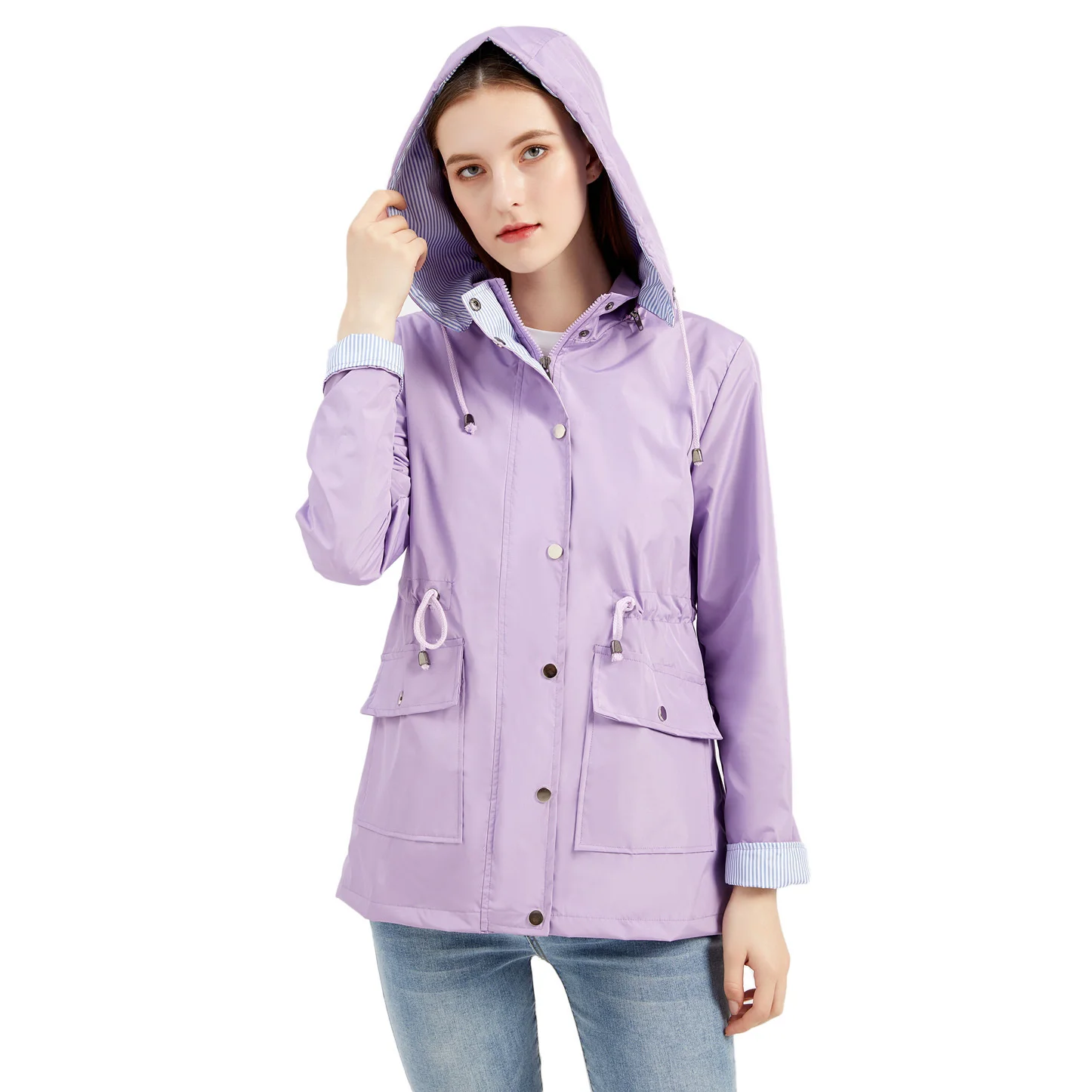 

2023 new autumn and winter detachable hat windbreaker women's dress large women's coat raincoat