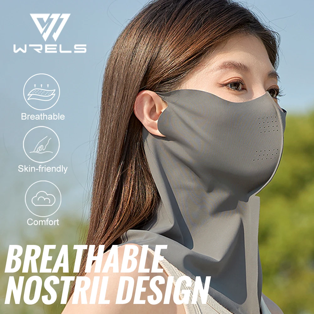 WRELS Ice Silk UV Protection Mask for Bicycle Breathable Ear Loop Mask Cooling Scarf Women Outdoor Sports Hiking Face Mask