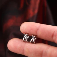 Criss-cross Gold Silver Colors Tiny HuggieHoop Earrings for Women Mini Small Ear Buckle Cartilage Piercing Earrings Punk Jewelry 5