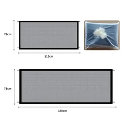 Pet Dog Safety Barrier Fence with Folding Breathable Mesh and Hooks - 78x180cm (Black)