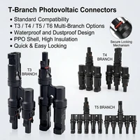 PV Connector T Type Parallel Connection Solar Panel System Waterproof Connector Branch Two Pieces Solar Cell Connect Plug 1