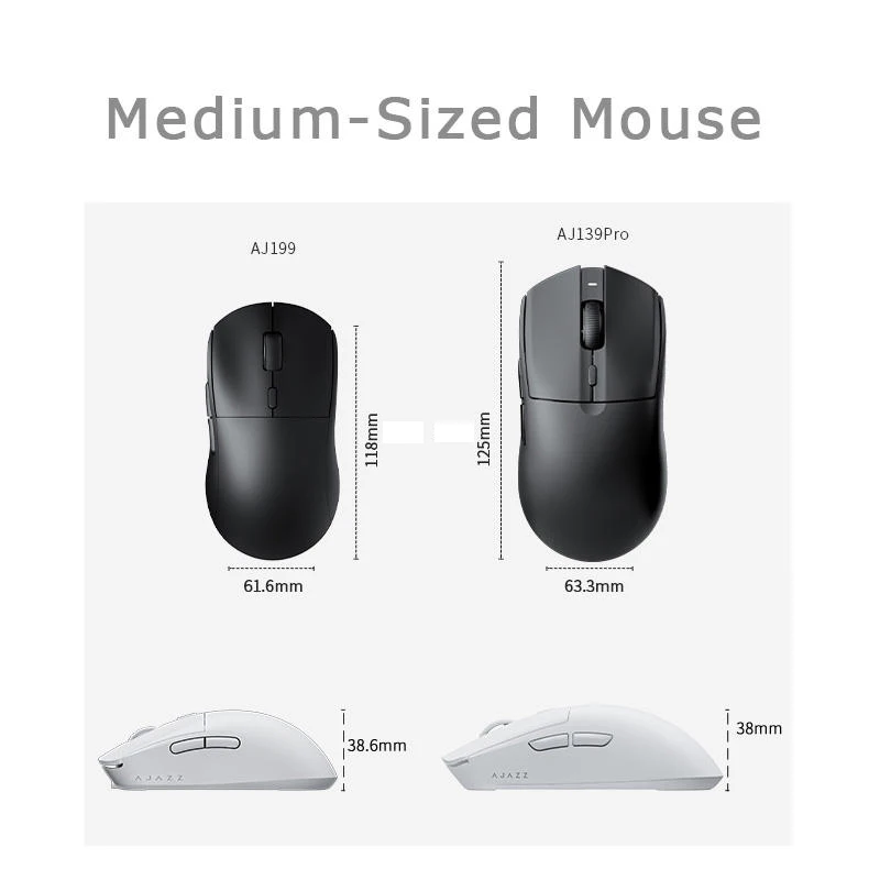 AJAZZ AJ139 PRO/139 PMC kabellose Gaming-Maus, ultraleicht, 59 G, PAW3395 26K-Sensor, 26000 DPI, 6 programmierbare Tasten – Detail 8