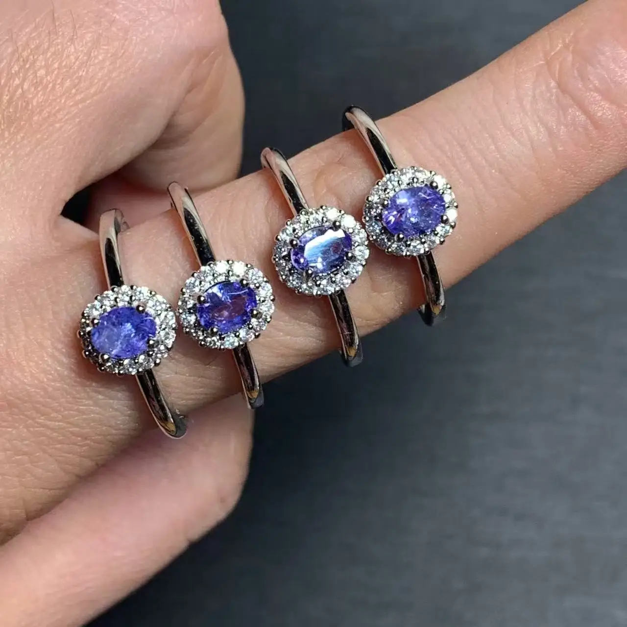 Authentic Natural Tanzanite Ring Adjustable Female Ring Jewelry for Women Gift Wholesale High Quality send randomly