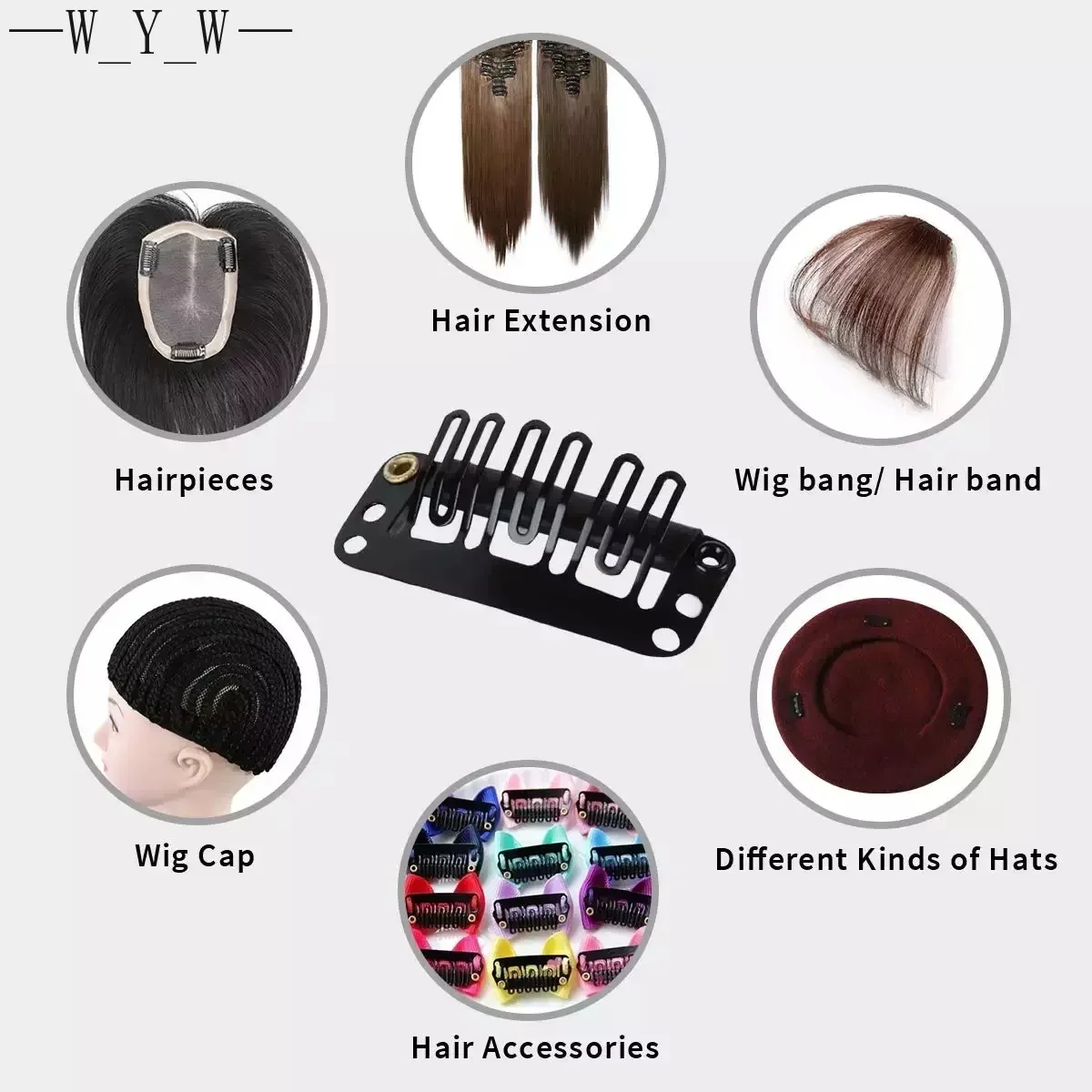 100Pcs 24mm U-shaped 6-tooth Metal Hair Extension clip wig clip for style human hair extension tool accessories
