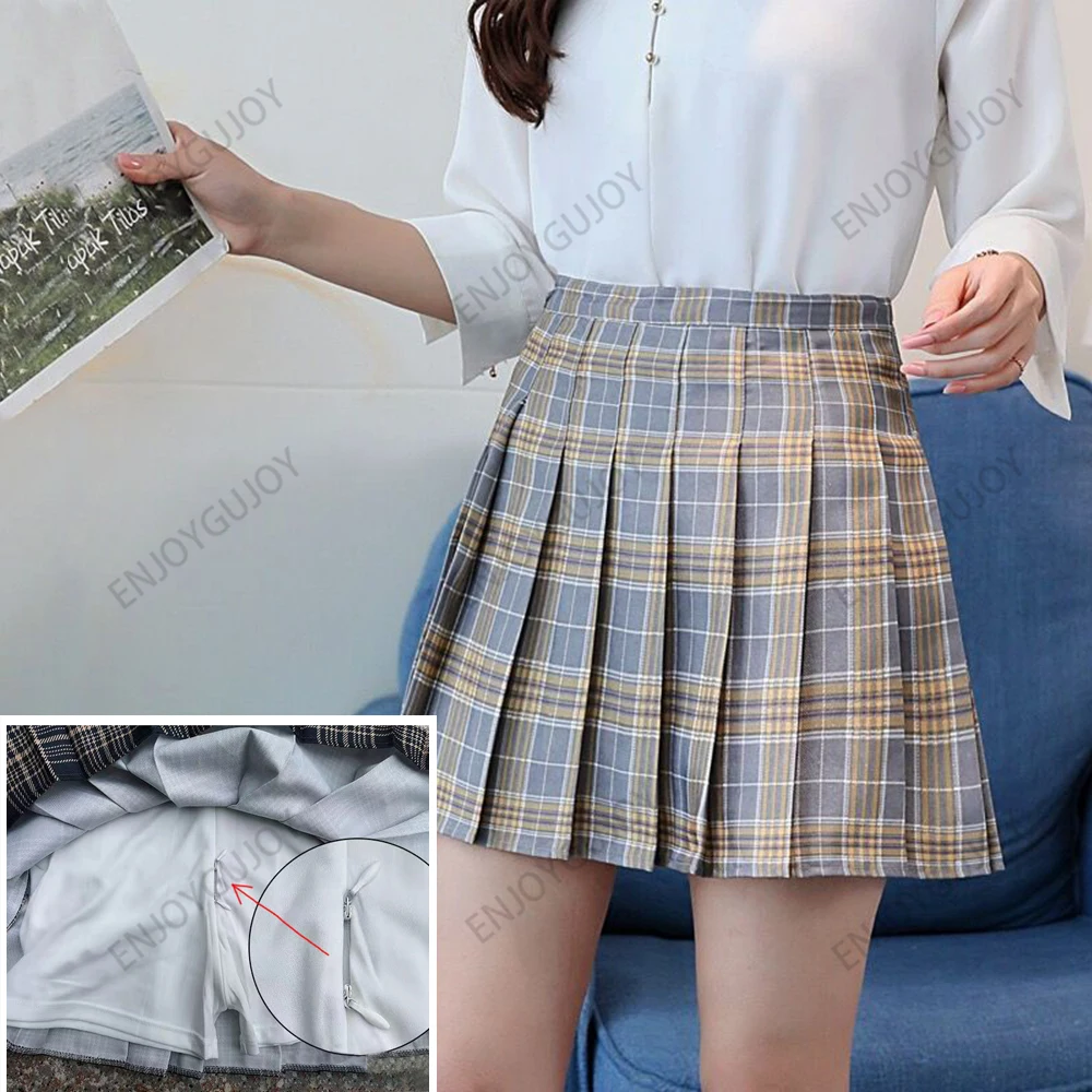 Checkered Pleated Skirt Short Skirt Invisible Open Crotch Outdoor Sex Uniform College Style High Waisted Ms тренировочные штаны fila open style лмл