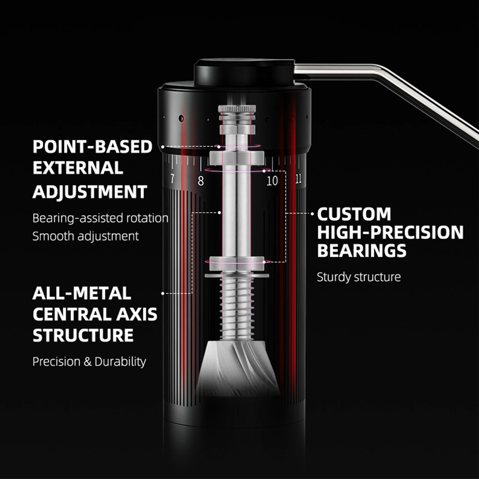 MHW-3BOMBER Manual Coffee Grinder 0.016mm/Click Conical Burr for Espresso Pour Over Adjustable Stainless Steel Barista Tool 5 MHW-3BOMBER Manual Coffee Grinder 0.016mm/Click Conical Burr for Espresso Pour Over Adjustable Stainless Steel Barista Tool 5