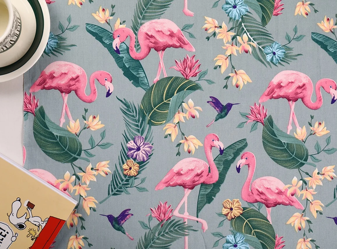 Flamingo Twill 100% Cotton Fabric for DIY Sewing & Crafting