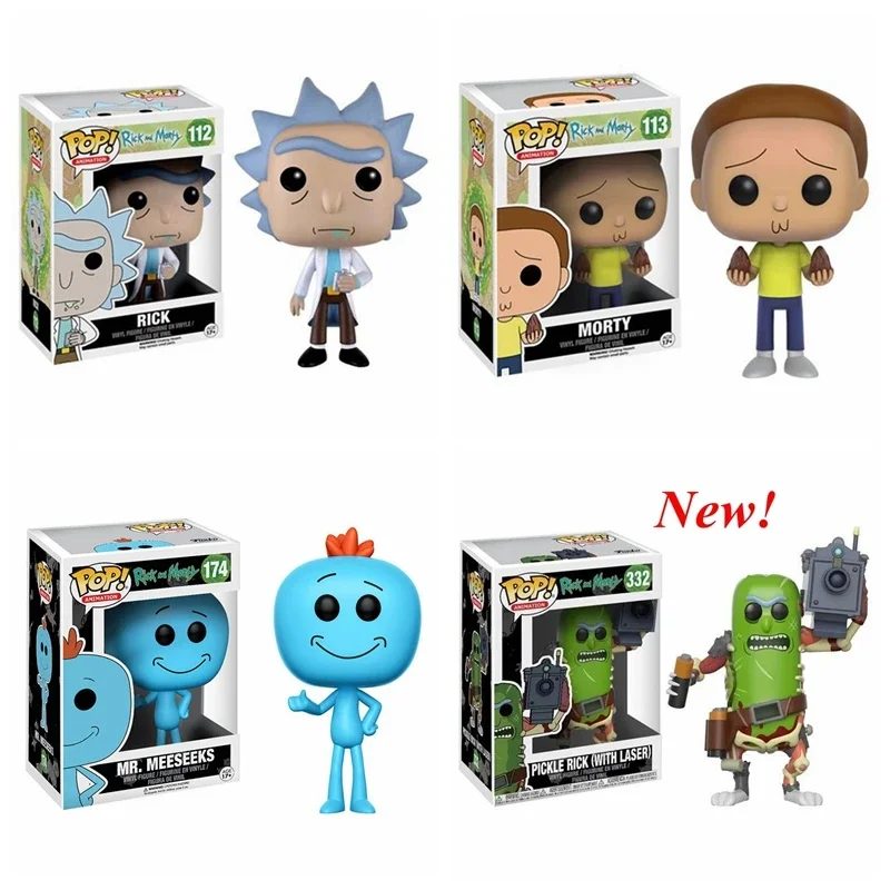 Nuovo Funko Pop Rick #172 Cartoon Figure Model Morty #173 Mr.Meeseeks #174 Pickle Rick #332 Bambole In Vinile Da Collezione Per Giocattoli Regalo