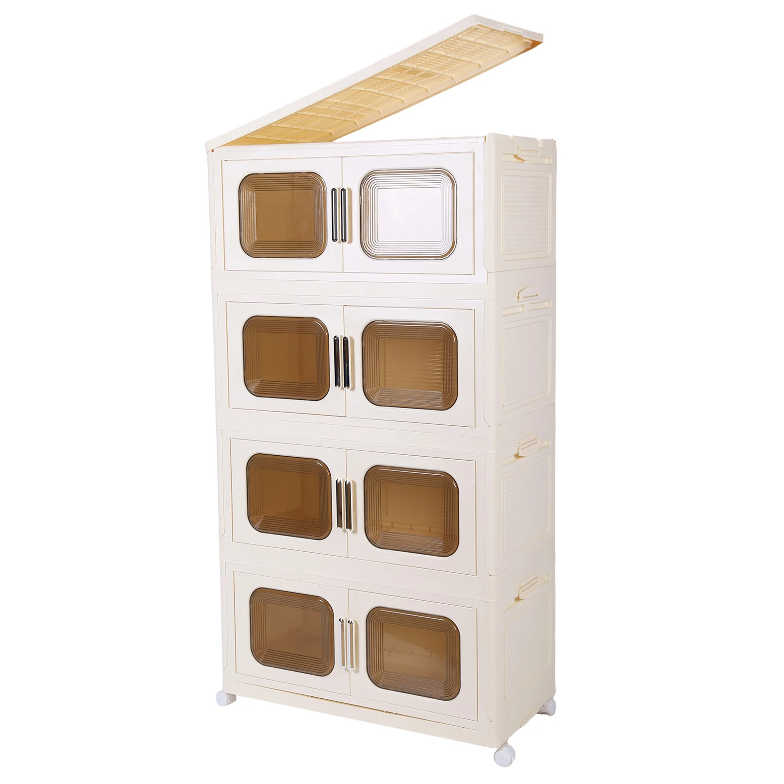 Plastic Storage Bins with Wheels and Magnetic Doors