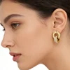 Boucles d'oreilles pendantes créatives et tendance en acier inoxydable avec chiffres romains et zircons, double anneaux croisés, pour femme, bijou de mariée, cadeau