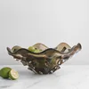 Designer Brown Pleated Skirt Glass Fruit Tray Living Room Coffee Table Storage Tray Office Nut Snack Tray Ornaments 2