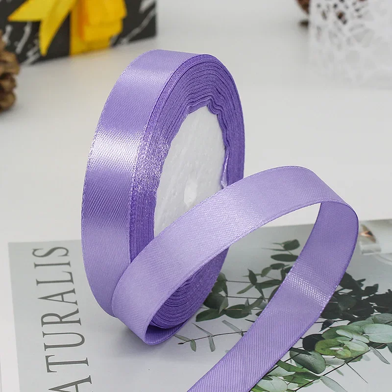 Solid Color Satin Ribbons - Handmade DIY Accessories for Weddings and Gift Wrapping (25 Yards)