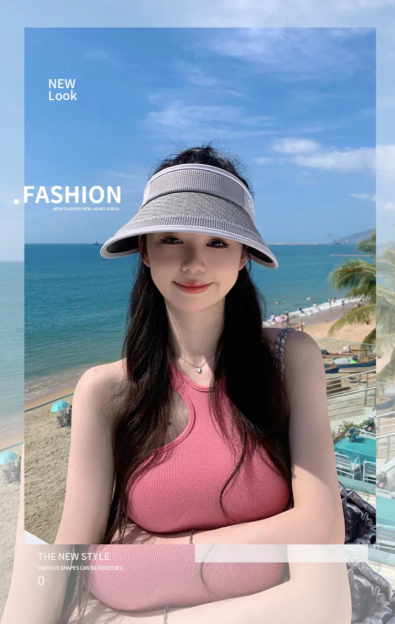 Women's Anti-uv Sun Visor Hat With Large Brim For Face Protection_voghion.com