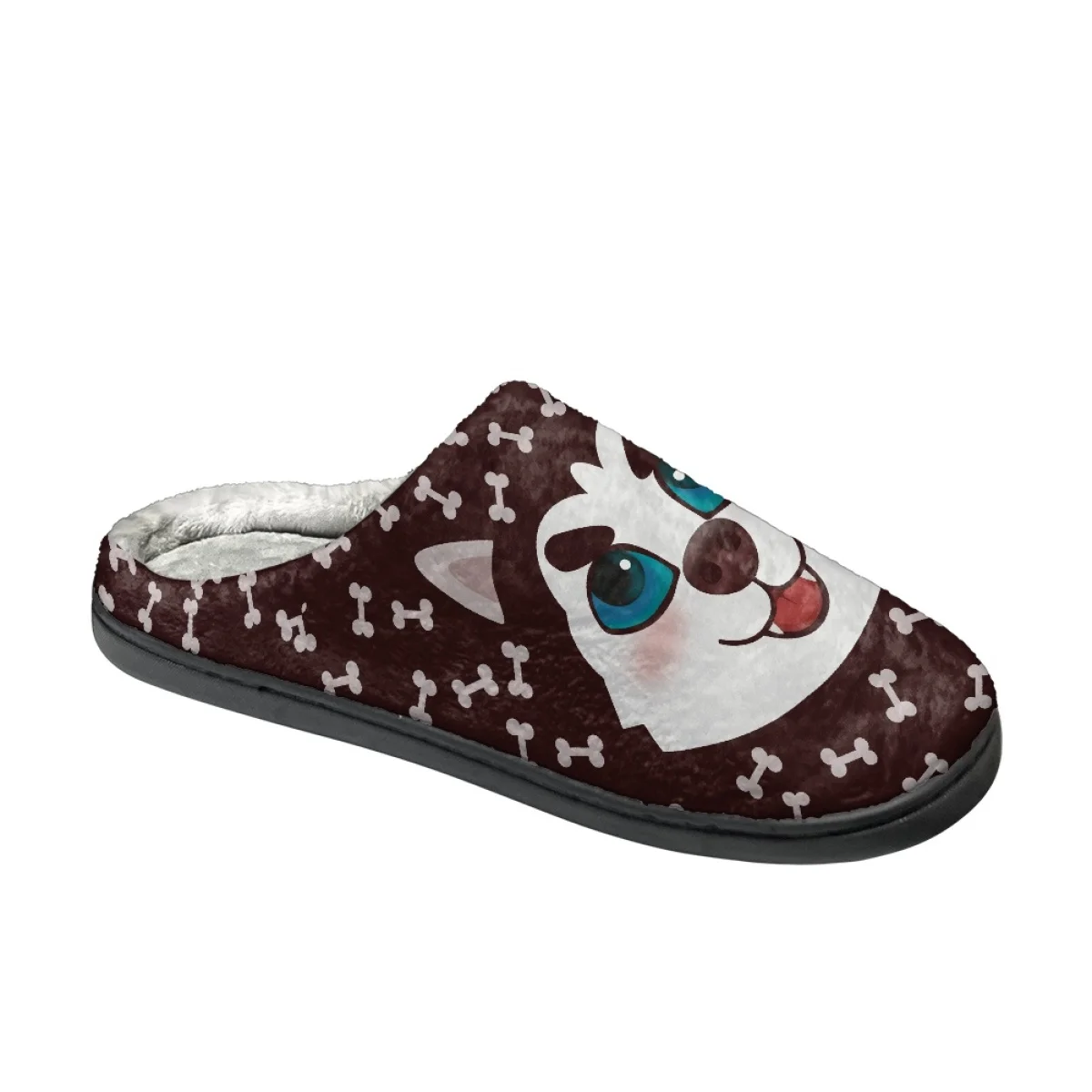 Cartoon Dog Design Women Home Slippers Indoor Flats Couple Cotton Slipper Autumn Winter Warm Cozy Men's Footwear Print On Design