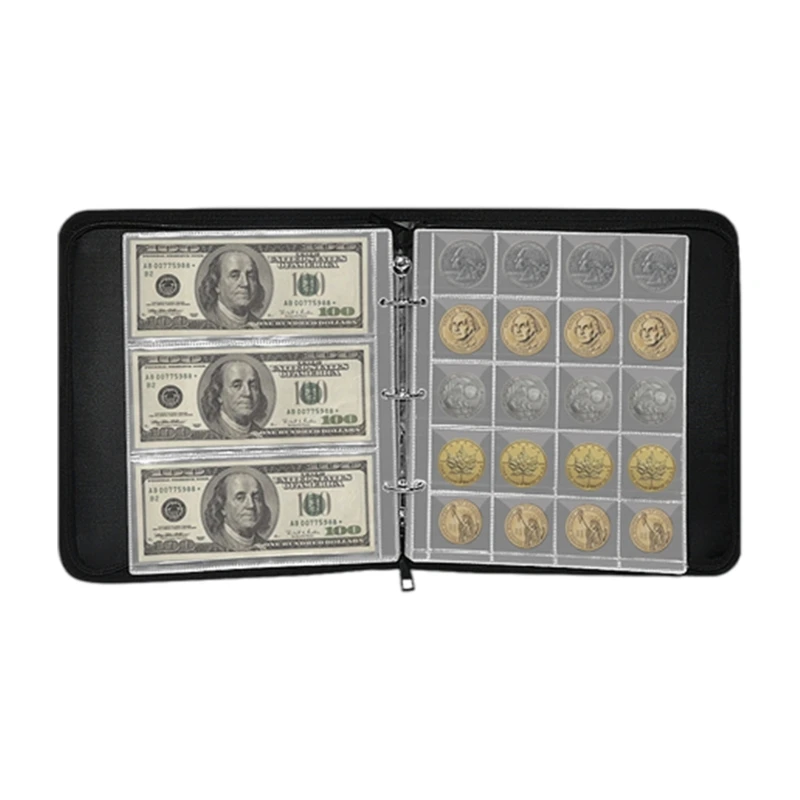 Coin and Currency Collecting Binder 360 Pockets Coin 36 Money Sleeves Binder and Currency Collection Holder Album