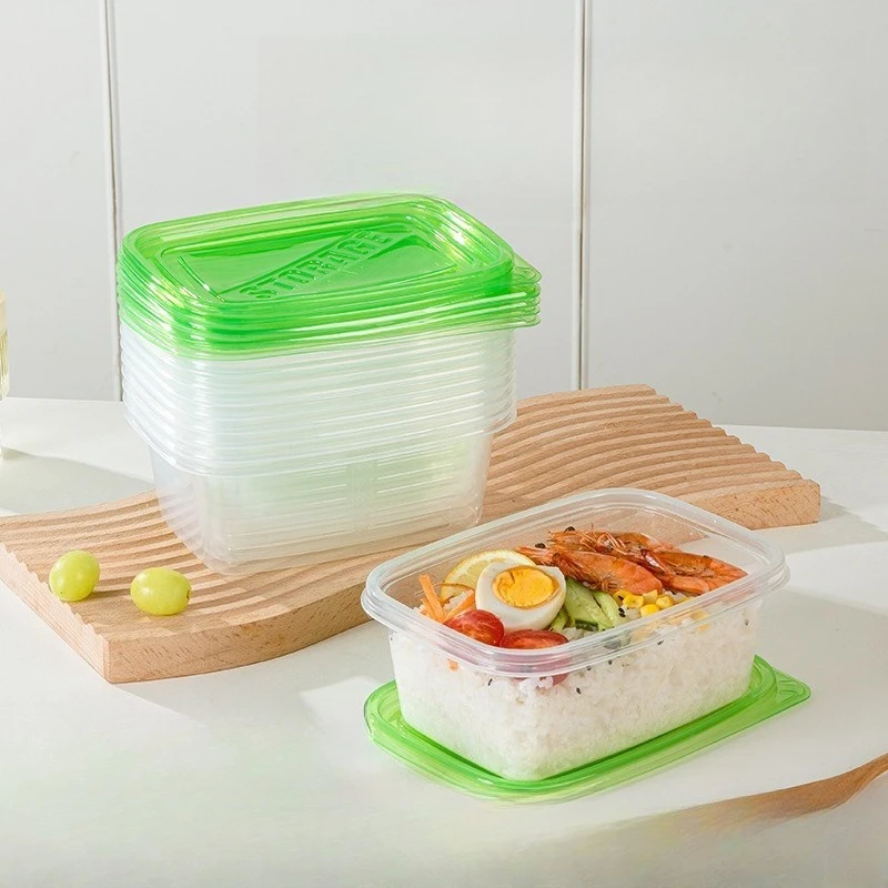 Disposable Food Grade Covered Fresh-keeping Box with Microwave Function Square Storage Box Frozen Vegetable Takeaway Packaging