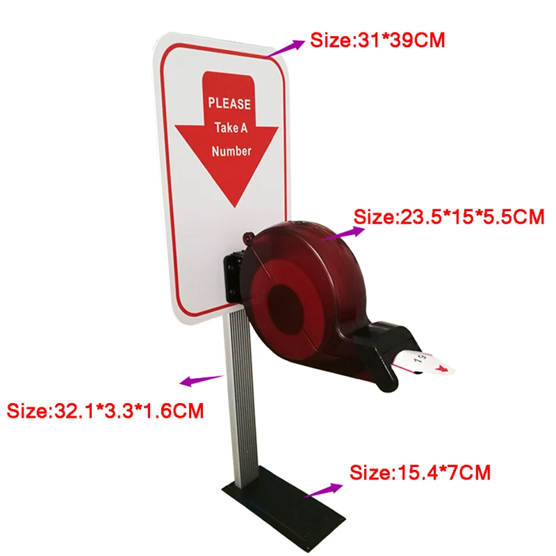Ycall Take-A-Number Ticket Dispenser with Counter Stand 1 Roll Tape Paper 3 Digits 2000 Labels for Queue Management System