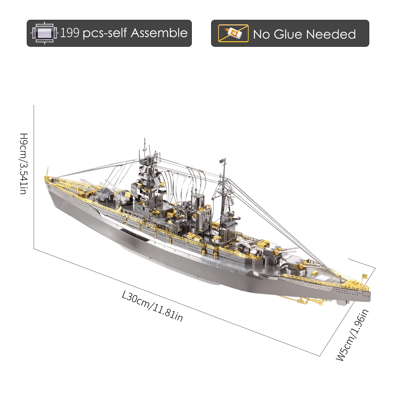 Nagato Class Battleship 3D Metal Puzzle Model Kits Assemble Jigsaw Toys 