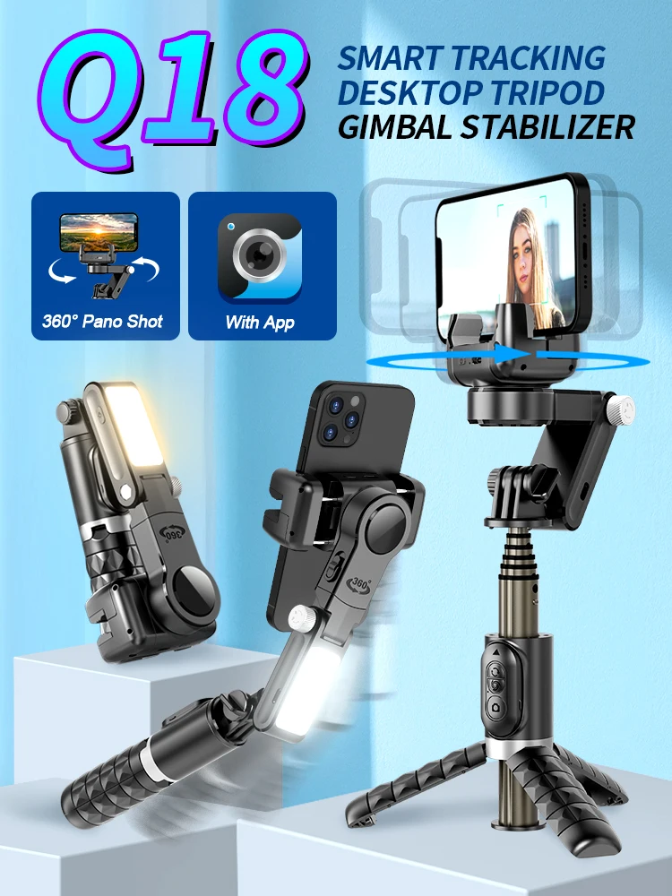 Selfie Stick Tripod, Selfie Stick, Mobile Phone Holder, Cell Phone Selfie Stick, Gimbal Stabilizer, Smartphone Selfie Stick, Vlogging Kit, Smartphone Shooting Holder, Phone Camera Shutter Grip Desktop Gimbal Stabilize Selfie Stick Tripod with Fill Light Wireless Remote for HUAWEI Xiaomi iPhone Smartphone Cell Phone