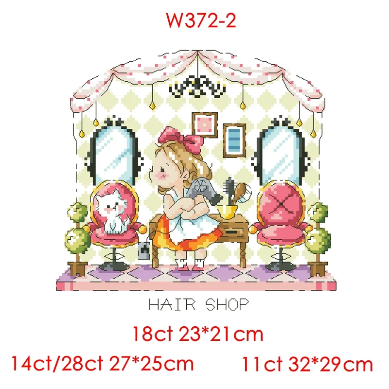 Cross Stitch Kit Girl's Shop 4-2 SODA Series 28ct 18ct 14ct 11ct can be Printed Cloth hand Embroidery Material Pack