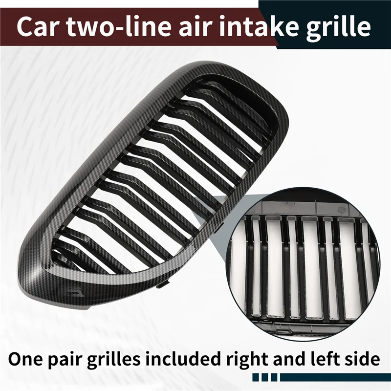 BMW 5 시리즈 G30 G38 2017-2020용 카본 파이버 스타일 그릴