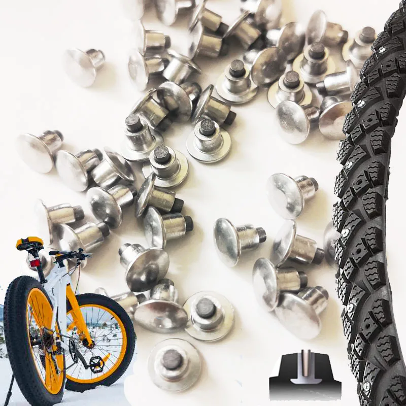 300pcs 6.5mm/0.26" Pointed & Concave Carbide Tips Aluminum Mountain Bike Spikes for Cycling Fat bike Mount Tyre Snow Tire Studs
