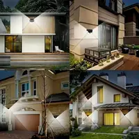 1-4 pièces applique murale LED solaire, 100 LED lumières de capteur de mouvement extérieur lampe murale solaire étanche pour clôture de jardin cour voie escaliers 5