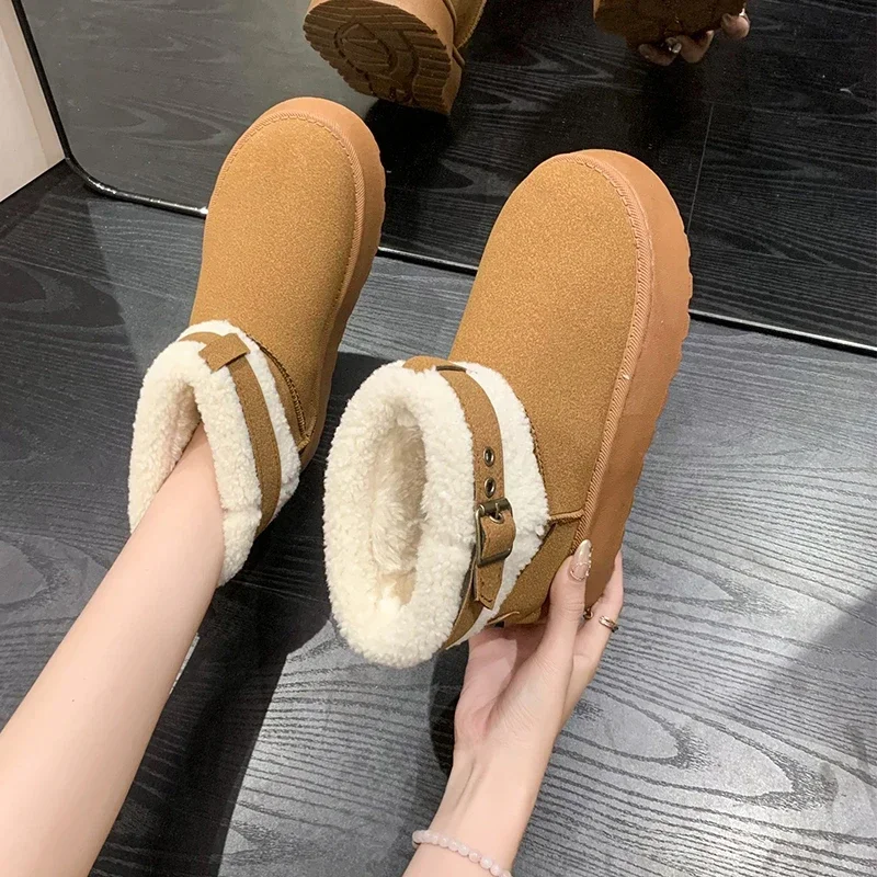 2023 Winter New Shoes for Women Fashion Women's Snow Boots Belt Buckle Comfortable Warm Ankle Boots Women Platform Shoes