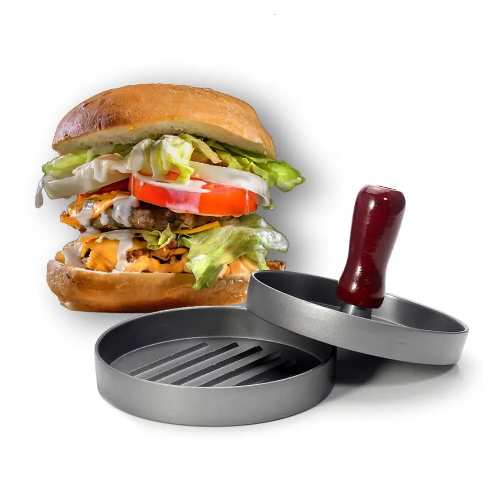 Round Burger Meat Press Non-Stick Aluminum Alloy Hamburger Mold Non-Stick Coating High Quality Manual Meat Press Smashing