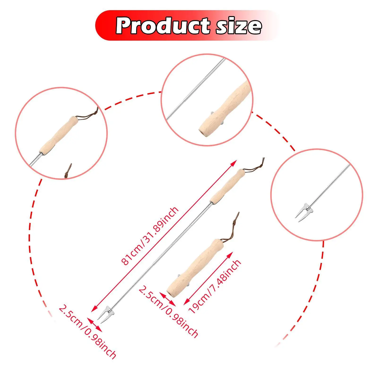 Hot Dog Roasting Fork BBQ Fork Extendable for Campfire for Fire Stainless Steel Wooden Handle 32 inch Skewer Hot Dog Roasting Fork BBQ Fork Extendable for Campfire for Fire Stainless Steel Wooden Handle 32 inch Skewer