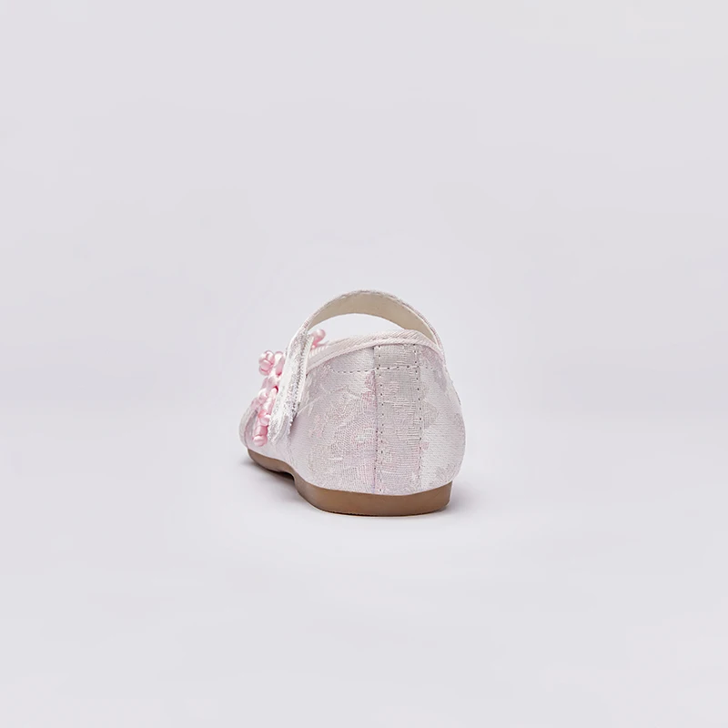 Dave Bella Spring Girls Leather Shoes Light Pink Outdoor Casual Shoes Satin Patterned Children Princess DB1247805