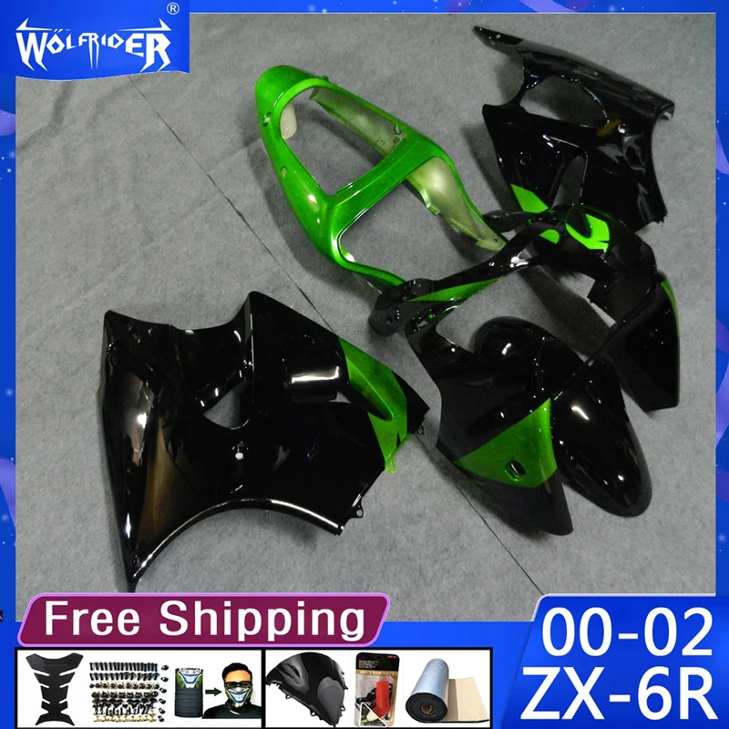 

Motorcycle cowl ABS plastic fairings Kit for ZX6R 00 01 02 ZX-6R 2000-2002 Motorbike green fairing Manufacturer Customize cover