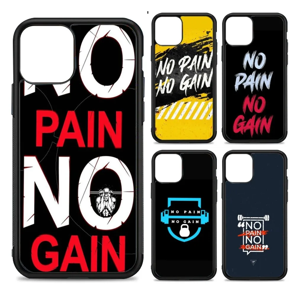 No Pain No Gain Gym Fitness Phone Case Custodia In Silicone Pc + Tpu Per Iphone 14 11 12 13 Pro Max 8 7 6 Plus X Xr Hard Fundas