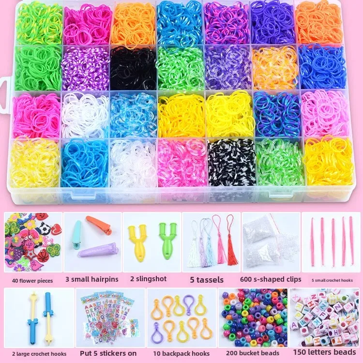 Colorful Handmade Braided Rubber Eraser 28 Grids DIY Educational Children's Toy Bracelet 32 Grids Suit