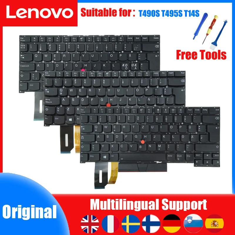 Lenovo-teclado para Notebook Thinkpad Original T490s T495s T14s T14s Reino Unido de fr se si sp Norte da Europa Sn20r66042 02hm280