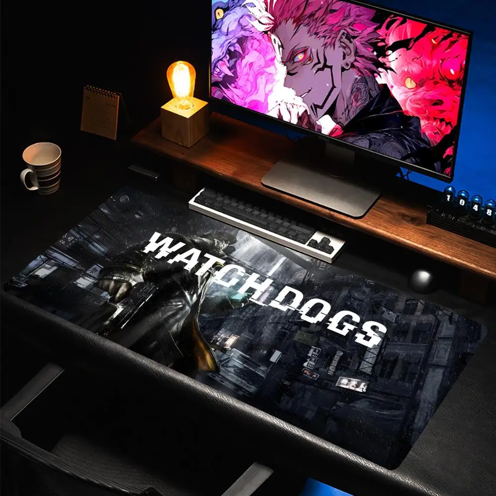 Hacker Player W-Watch Dogs  Mouse Pad Rubber Gaming Mouse Pad New Style Edge-Locking Anti-Slip Large Computer Laptop Keyboard Desk Mat