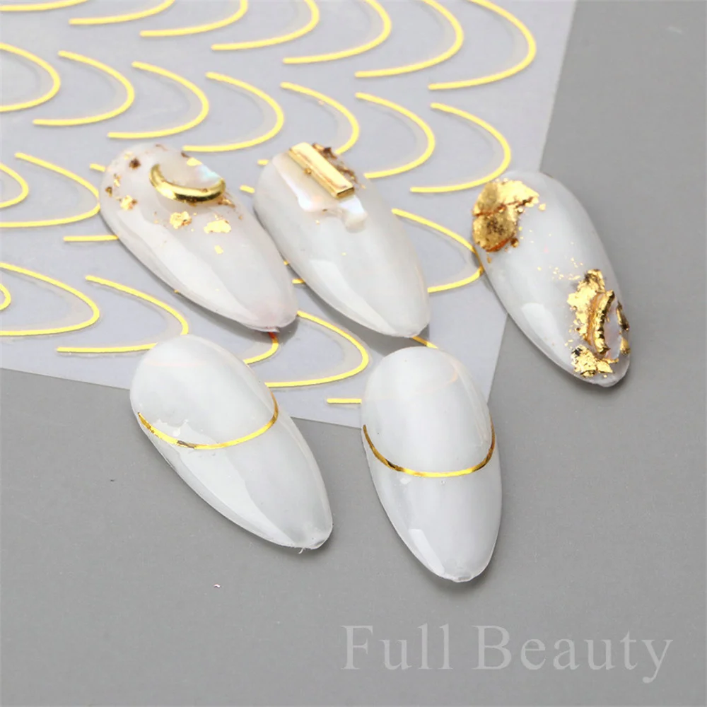 French Nail Stickers 3d Design French Romance Fashion Nail Accessories Metal Line Stickers Art nail stickers