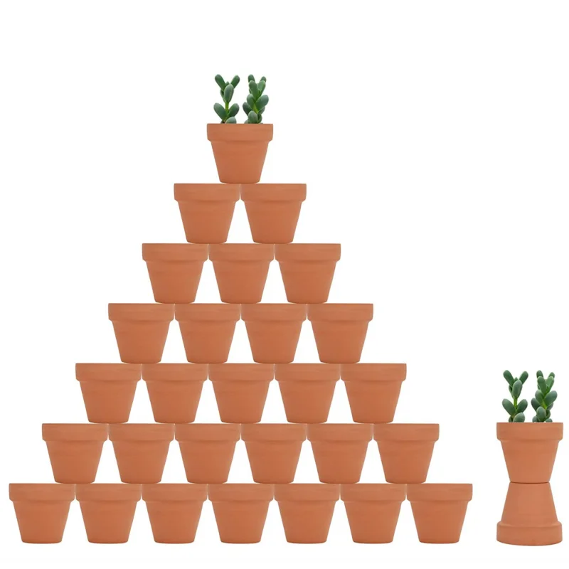 Set of 32 Small Terra Cotta Planter Pots with Drainage Holes